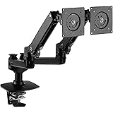 Amazon Basics Double bras de montage d'écran côte à côte avec hauteur réglable, rotation de 360 degrés, inclinaison réglable 