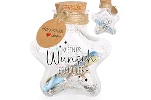 BOFUNX Wunscherfüller Geldgeschenke Dekoflasche mit Korken und Kleine Wunscherfüller Aufkleber Glitzer Pailletten Geschenk für Geburtstag Taufe Kommunion Konfirmation Jugendweihe Hochzeit