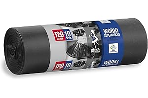 ANNA ZARADNA ST-AZ-001972 Müllbeutel Reißfest Super Stark 120l | 10 Stück | Müllsack Mülltüte Abfallsäcke für Den Hausmüll Büro aus dicker LDPE-Regranulatfolie Farbe: Schwarz, 120 l