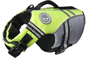 VIVAGLORY Sports Style Dog Life Jacket with Extra Flotation, Adjustable & Durable Swim Vest with Secure Fastening System for Small Dogs, Bright Yellow