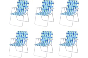 ‎COSTWAY COSYWAY 6er Klappstühle Strandstuhl Gartenstuhl Campingstuhl Klappsessel, Terrassenstühle Outdoor, Faltstuhl Lehnstuhl bis 120kg (Blau)