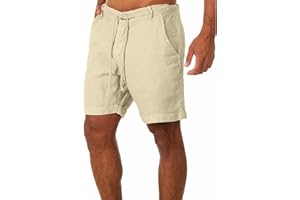 YAOBAOLE Men's Summer Loose Casual Linen Shorts Beach Cargo Shorts with Pockets