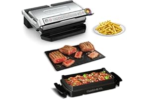 ‎TEFAL Tefal OptiGrill+ XL | Kontaktgrill mit automatischer Temperatur-Anpassung | 9 automatische Programme | XL-Grillfläche | inklusive Backschale | GC724D12