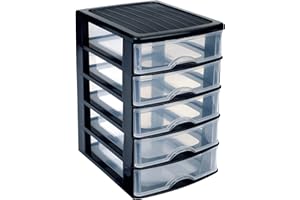 PLASTICFORTE PLASTIC FORTE, Cajonera sobremesa, Negro, 5 Cajones