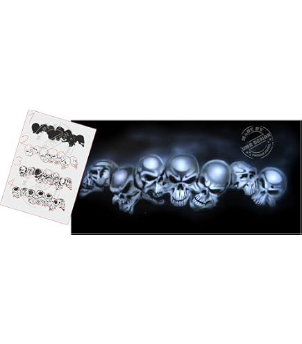 AS-096 Airbrush-Schablone Schädel & Kreuz – Wiederverwendbar, Transparent, Größe M (ca. 13x10 Cm)