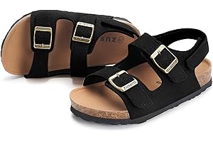 Dokela Sandales en Daim pour Enfants Été Antidérapant Sandales en Liège Chaussons Réglables Garçons Fille