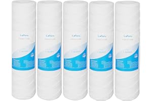 Lafiucy Cartucho de filtro de agua de sedimentos de heridas de 1 micrón, paquete de 5, para filtración de sedimentos de toda la casa de 10 x 2,5 pulgadas