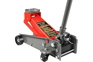 LARBANKE 3 Tonne/6600 Lbs Trolley Car Jack,Heavy Duty Low Profile Jack Lift Range: 13.5cm-46cm,Heavy Duty Floor Jack with Gear Quick Lift Pump for Utility Vehicles,Red