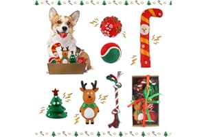 dellyy Giocattolo da Masticare Cani Natale, 6pcs Giocattoli per Cani Con Squittio, Giocattoli Interattivi di Natale per Cani, Cane Masticare Giocattolo Corda Natale, Regali Cane Natale Giocattoli