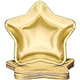30 Pieces Thick Star Shaped Paper Plates Gold Graduation Disposable Party Plate Pentagram Dinnerware Plate for Wedding Birthday Appetizers Fruit Dessert Decoration Tableware Supplies, 9.45 Inch
