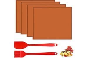 SIMDAO Juego de 4 placas de deshidratación de silicona de 31 x 27 cm con borde con cepillo de silicona y raspador, bandeja antiadherente de silicona para frutas, carne, verduras y hierbas