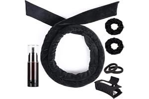 AliLeader Heatless Curlers Headband, Soft Velour Heatless Curls, Overnight Heatless Hair Curling Set, Hair Curlers No Heat for Short & Long Hair (Black, 7Pcs)