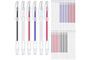 ZNGOU 6 Colors Heat Erasable Fabric Pens Quilting Heat Erase Fabric Marking Pens with 30 PCS Erasable Pen Refills Sewing Marker for Clothes T Shirts Dressmaking Embroidery