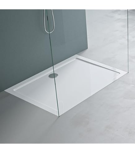 Receveur De Douche Extra Plat Art-of-Baan® 100x80 Cm – Blanc, Noir Ou Gris ? Ici Noir ! Avec Bonde Et Siphon