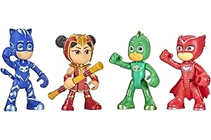 Pyjamasques, Pack de Figurines Héros Et Flamme Rouge, Jouet Préscolaire, Inclut 4 Figurines Articulées Et 1 Accessoire, Dès 3 Ans Exclusivité sur Amazon