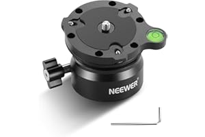 NEEWER Stativ Nivelliersockel (⌀60mm) Kamera Nivelliergerät, verstellbare Aluminium Stativkopfplatte mit -15°/+15° Neigung, Wasserwaage, 1/4" 3/8" Schraube, für Canon Nikon Sony DSLR & Camcorder, GM15