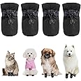 Zuooiec Direct Dog Shoes for Hot Pavement Paw Protector, Anti-Slip Sole Summer Cat Dog Boots with Reflective Straps for Small Medium Dogs 4PCS (Black, #4)