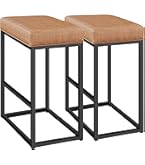 Sgabelli Cucina Alti 66 Cm - Pelle Marrone Caramello, Base Metallo, Moderni, Per Isola O Bar - Foto 12