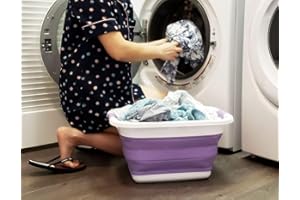 Sammart 25L Panier à linge pliable - Boîte de rangement pliable, portable, compacte, TPE et polypropylène., Lt, violet., 49x37.5x25.5cm, Capacité eau : 20L