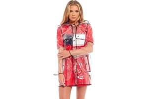 shelikes Womens Ladies Girls Transparent Clear Black Waterproof Raincoat Rain Mac