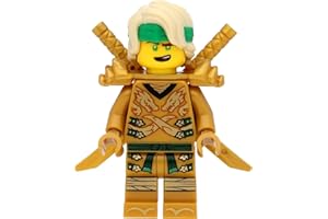 LEGO Ninjago Minifigur Lloyd (Goldener Ninja, gelber Kopf, Haarteil) mit Schulterrüstung und Schwertern