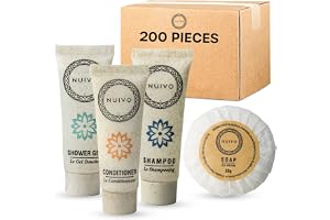 NUIVO - Förpackning med 200 välkomstprodukter: Duschgeler, schampo, balsam, tvålar 20 g – 30 ml miljöansvarsfulla rör – Perfekt för hotell, Airbnb, bröllop, evenemang