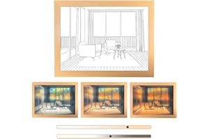 Jastown Lighting Painting Decoration,décoration de peinture lumineuse,cadre photo lumineux à led,light up painting,cadre d'art avec art d'ombre légère,décoration de peinture d'éclairage led (autumn)