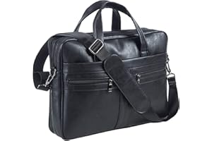 seyfocnia Laptoptasche aus Leder für Herren, 15,6 Zoll 17,3 Zoll Messenger, Aktentasche, Business-Tasche, Schultertasche, passend für Laptop