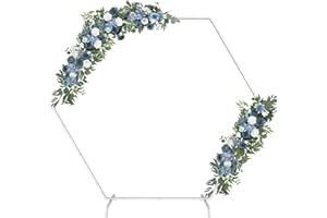 SHINOSKE 2.2Mx1.9M Arches de Mariage Hexagone en métal pour cérémonie, Arche de Jardin en métal pour Mariage, Kit d'arche de Ballons, décoration pour fête Anniversaire Mariage - Blanc