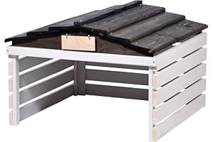 dobar® Garaż dla robota koszącego z drewna ze zdejmowanym dachem – schronienie dla robota koszącego z możliwością personalizacji – 78,5 x 74 x 52,5 cm – biały/czarny
