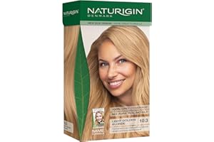 NATURIGIN Light Golden Blonde Hair Dye 10.3 | Permanent Hair Colour with Natural Ingredients | Ammonia Free | 100% Grey Coverage | Vegan | Warm Golden Blonde Colour | Natural Shine