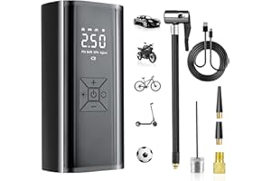 LIEBERWELL Elektrische Luftpumpe mit 6000mAh Akku, 150PSI Elektrischer Kompressor Tragbar Fahrradpumpe mit Digitalem LCD Display/LED Licht Mini Reifenpumpe für Auto, Motorrad, Fahrrad, Bälle