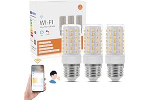 D dDraw Dimmable Wi-Fi Smart LED Bulbs with E27 Base,Compatible with Both Amazon Alexa and Google Assistant—Warm to Cool White (2700K-6500K) Adjustable Brightness from 1-100%(7W 800LM,AC 230V) 3Pack