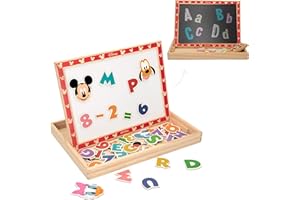WOOMAX 48736 - Pizarra magnética de madera 2 en 1 de Disney, Pizarras reversibles para niños, Mickey Mouse, Juguete educativo, Magic board, Dibujo infantil, A partir de 4 años, Regalos infantiles