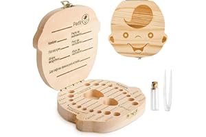 GeekerChip Bebé Dientes Caja(Niño),Caja de Madera para Guardar Dientes para Little Bebé [Versión Español]