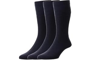 HJ Hall Original Softop Wool-Rich Socks - HJ90 (3-Pair), Classic Ribbed Non-Elastic Top Non-Marking Socks for Oedema, Sensitive Blister Prone Feet & Swollen Ankles