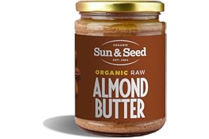 Organic Raw Almond Butter by Sun & Seed - 500g - Smooth Nut Butter - Plant Based - High in Protein - 100% Organic Almonds - Palm Oil Free - Vegan Butter