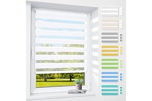 smartdemo Store Enrouleur Jour Nuit sans perçage, Facile à Montage, Double Tissu, Protection de Privée, pour Fenêtre ou Porte, Blanc, 50l x 100L cm