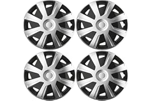 UKB4C 4 x 15 Alloy Look Black & Silver Extra Deep Dish Commercial Wheel Trims Hub Caps for Vans, Motorhomes