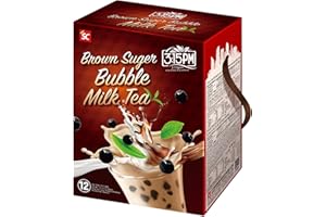 3:15PM Bubble Tea Kit Complet | Thé au Lait au Sucre Brun, Perles de Tapioca, Paille en Papier | Tout Inclus pour 12 Boissons | Prêt en 3 Minutes | Thé Boba Authentique de Taïwan