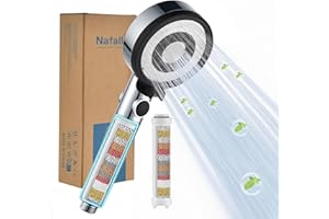 Nafall Soffione Doccia ad Alta Pressione con Filtro, Doccino per Doccia Anti Calcare con 5 Modalità,Shower Head with Filter, Filtro Doccino per Acqua Dura, Cloro Residuo, Batteri, Cromato Nero