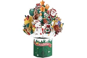 ALLDOMESS Biglietto di Natale 3D con Busta, Allestimento con Omini di Pan di Zenzero Verdi di Natale, Cartoline di Natale Pop Up per Bambini, Regalo di Natale per Mamma, Papà, Amici, Moglie, Marito