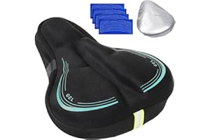 BITOYO Housse Selle Vélo Ultra Confortable avec Protege Pluie Velo, Couvre Selle Velo Gel avec Coussin de Siège de Vélo en Mousse à Mémoire de Forme Double Couche pour VTT, E-Bike, Peloton