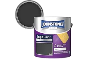 Johnstone's - Washable Paint - Black - Matt Finish - Emulsion Paint - Highly Durable - Stain Resistant - Non Toxic & Low Odour - 12m2 Coverage per Litre - 2.5L