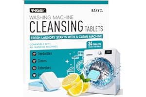 Y-KELIN Washing Machine Cleaner Descaler 24 Pack - Deep Cleaning Tablets for HE Front Loader & Top Load Washer, Septic Safe Eco-Friendly Deodorizer, Clean Inside Drum and Laundry Tub Seal - 12 Month Supply