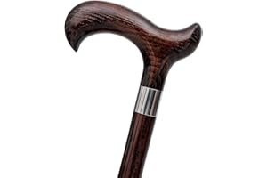 DR WATSON Dr. Watson Classic Derby Walking Stick – Handcrafted Ash Wood Cane with Polished Stainless Steel Collar