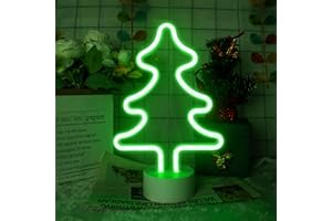 ASLANKA Christmas Tree Neon Light, Bedroom Night Light, LED Light Signs Powered by Battery/USB, Light Decoration for Christmas Birthday Party Bedroom Table Lamp Children Gifts