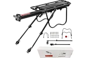 VARUN Portapacchi per mountain bike, in alluminio, regolabile, fino a 50 kg, fissaggio rapido con riflettore per biciclette da 24 a 29 pollici