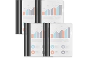 Binditek 20 Pack Report Covers with Sliding Bar, Clear A4 Size Paper Resume Covers Presentation Folders File Document Binder, 25 Sheet Capacity, Black