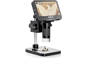 Elikliv Coin Microscope for Adults: 4.3'' LCD Digital Microscope 1000x with 8 Adjustable LED Lights, PC View Compatible with Windows/MacBook, EDM4 Max